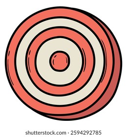 Hand drawn cartoon target isolated on a white background. Vector illustration.