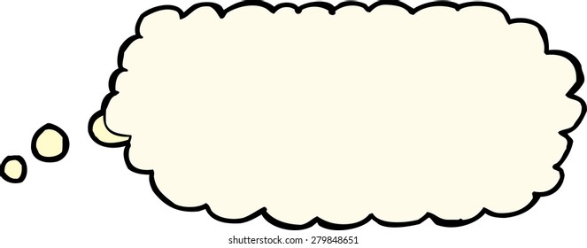 Hand drawn cartoon thought bubble over white background