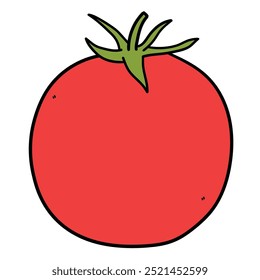 Tomate desenhado à mão desenho animado isolado no fundo branco. Ilustração vetorial.