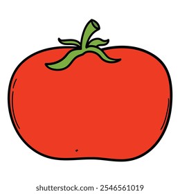 Hand drawn cartoon tomato isolated on white background. Vector illustration.