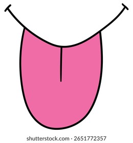 Hand drawn cartoon tongue isolated on white background. Vector illustration.