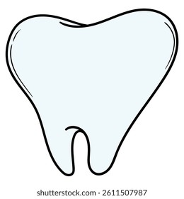 Hand drawn cartoon tooth isolated on white background. Vector illustration.