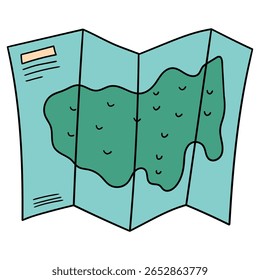 Mapa desenhado à mão do turista do desenho animado da caminhada isolado no fundo branco. Ilustração vetorial.