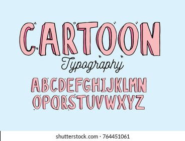 hand drawn cartoon typography design vector
