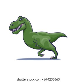 Hand Drawn Cartoon Tyrannosaur running. Vector illustration