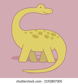 Hand drawn cartoon vector character illustration of a cute yellow herbivorous Diplodocus.