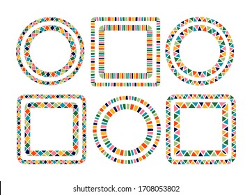 Hand drawn cartoon vector frames set isolated on white. Colorful and fun modern design. Perfect for kids and carnival theme.

