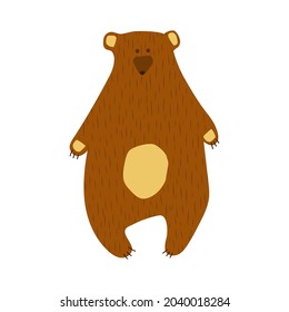 Dibujo manual de ilustraciones vectoriales conjunto de un lindo oso marrón. Aislado en blanco, vista lateral