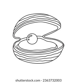 Hand drawn Cartoon Vector illustration oyster with a pearl icon Isolated on White Background