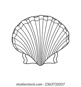 Icono de la concha de vieira de la ilustración del vector dibujado a mano Aislado en fondo blanco