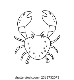 Hand drawn Cartoon Vector illustration cute crab icon Isolated on White Background