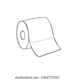 Hand drawn cartoon Vector illustration toilet paper icon in doodle style