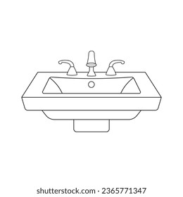 Hand drawn Cartoon Vector illustration bathroom sink icon in doodle style