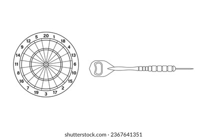 Hand drawn Cartoon Vector illustration dart board and arrow sport icon Isolated on White Background