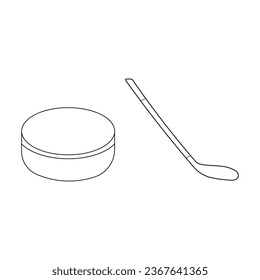 Hand drawn Cartoon Vector illustration ice hockey stick with puck sport icon Isolated on White Background