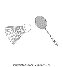 Hand drawn Cartoon Vector illustration badminton racket with shuttlecock sport icon Isolated on White Background