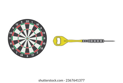 Hand drawn Cartoon Vector illustration dart board and arrow sport icon Isolated on White Background