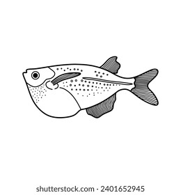 Hand drawn Cartoon Vector illustration hatchetfish icon Isolated on White Background