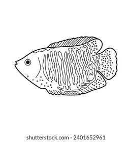 handgezeichneter Cartoon-Vektorgrafik-Zwergfisch-Gourami-Fischsymbol einzeln auf weißem Hintergrund