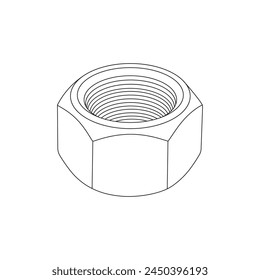 Hand drawn cartoon Vector illustration hex nut icon Isolated on White