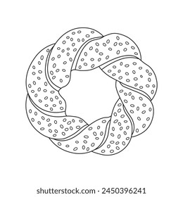 Hand drawn cartoon Vector illustration sesame bagel icon Isolated on White