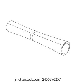 Icono de rollo de diploma de graduación de Ilustración vectorial de dibujos animados dibujado a mano aislado en blanco