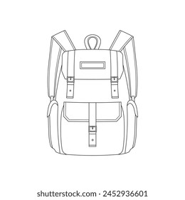 Hand drawn cartoon Vector illustration vintage camping backpack icon Isolated on White