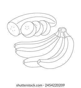 Hand drawn cartoon Vector illustration banana and peeled banana icon Isolated on White