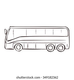 Hand drawn cartoon vector illustration. Modern bus. 