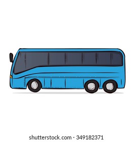 Vector Illustration Bus Tour Bus Blue Stock Vector (Royalty Free ...