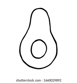 handgezeichnete Cartoon-Vektorillustration-Skizze doodle Abbildung von Avocado auf Weiß