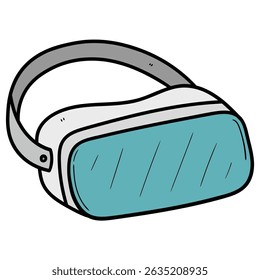 Óculos de realidade virtual desenhados à mão isolados sobre fundo branco. Ilustração vetorial.