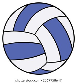 Hand drawn cartoon volleyball ball isolated on white background. Vector illustration.