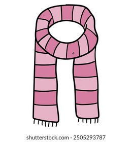 Hand drawn cartoon warm scarf isolated on white background. Vector illustration.