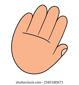 Hand drawn cartoon waving hand greeting gesture isolated on white background. Vector illustration.