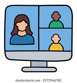 Hand drawn cartoon webinar icon isolated on white background. Vector illustration.