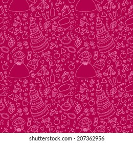 Hand Drawn Cartoon Wedding Seamless