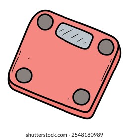 Hand drawn cartoon weight scale isolated on a white background. Vector illustration.