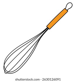 Mão desenhado desenho animado whisk isolado no fundo branco. Ilustração vetorial.
