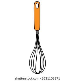 Hand drawn cartoon whisk isolated on white background. Vector illustration.