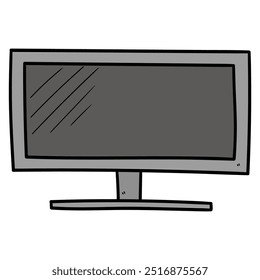 Dibujado a mano de dibujos animados de televisión de pantalla ancha aislado sobre fondo blanco. Ilustración vectorial.