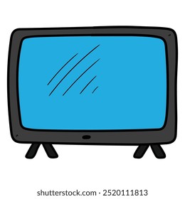 Hand drawn cartoon widescreen tv isolated on white background. Vector illustration.