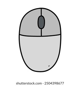 Hand drawn cartoon wireless computer mouse isolated on white background. Vector illustration.
