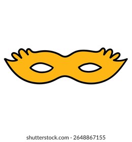 Mão desenhada máscara de máscara amarela de desenho animado isolado no fundo branco. Ilustração vetorial.