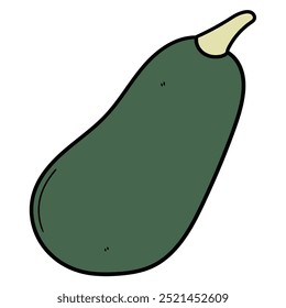 Hand drawn cartoon zucchini squash isolated on white background. Vector illustration.