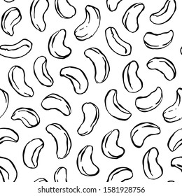 Hand drawn cashew nuts seamless pattern