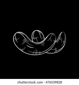 Hand drawn cashew sketch isolated on black background. Organic food. Vector engraved illustration
