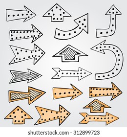 Hand drawn casino cartoon arrows in transparent and colorfrul design