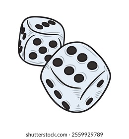 Hand Drawn Casino Illustration Colored - Dice