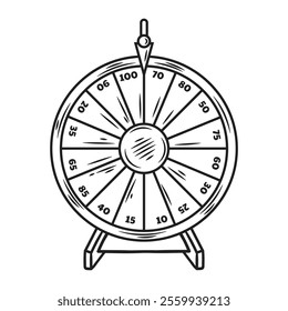 Hand Drawn Casino Illustration Colorless - Big Six Wheel